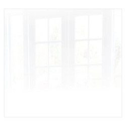 White RAL9010 Hob Splashback (598 X 650 X 6mm) SB6065WR, glossy white protective glass panel with window reflections