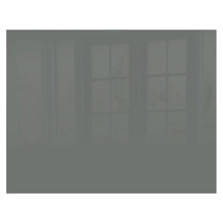 Mouse Grey Hob Splashback, 898 X 700 X 6mm, smooth grey kitchen splashback with a reflective surface and tiled window reflections