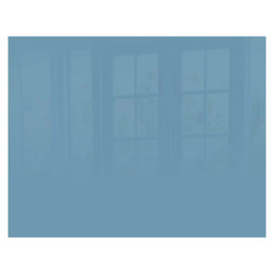 Pastel Blue Hob Splashback, 898 x 700 x 6mm, SB9070PD, reflecting windows and interior space.