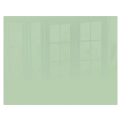 Pastel Green Hob Splashback (898 X 700 X 6mm) SB9070PG, image showing a smooth, pastel green glass splashback with a reflective surface and a window reflection.
