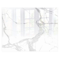 Marble Hob Splashback (898 X 700 X 6mm), white marble pattern with gray veining and high gloss finish, suitable for kitchen backsplash.