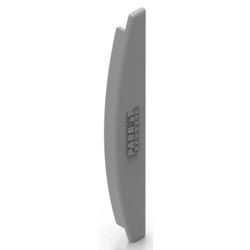 Single Sided Sign Frame End Cap (120mm) SF8003, gray plastic end cap for sign frames with a clean, smooth surface and a 'PARR              PRODUCTION' label.