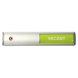 Sign Frame, 50*280mm - Vacant / Occupied Slide - Retail Pack showing a sliding indicator with 'VACANT' label for status display. Sign Frame, 50*280mm - Vacant / Occupied Slide - Retail Pack showing a sliding indicator with 'VACANT' label for status display.