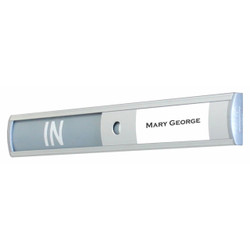 Sign Frame IN/Out Slide Printable Sticker 38 x 99mm SN1003A, sliding sign frame with a customizable printable sticker for indicating 'IN' or 'OUT' entry and exit.