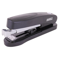Front Load Stapler 105, black stapler for 50 pages, ST3032B, with a sleek design and adjustable features for binding papers efficiently.