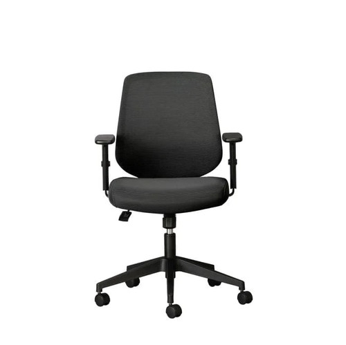 Skye Office Chair 11/ZZ/SKY04, ergonomic black office chair with adjustable armrests, swivel base, and rolling casters for comfortable workspace support. Skye Office Chair 11/ZZ/SKY04, ergonomic black office chair with adjustable armrests, swivel base, and rolling casters for comfortable workspace support.