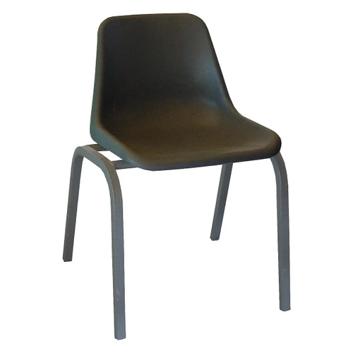 Poly Shell Junior Chair 325 mm High, black molded plastic seat with a gray metal frame for school or office use.