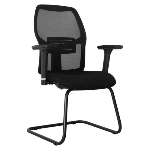 Venus Mesh Visitor Office Chair SAC-VCH-VEN, black mesh backrest and cushioned seat with armrests and a sturdy metal frame.