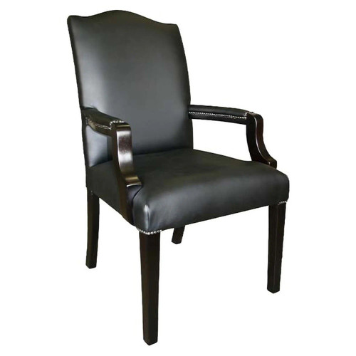Moscow Medium-back Office Chair FUC-MB-MO, black leather-upholstered office chair with wooden armrests and legs. Moscow Medium-back Office Chair FUC-MB-MO, black leather-upholstered office chair with wooden armrests and legs.