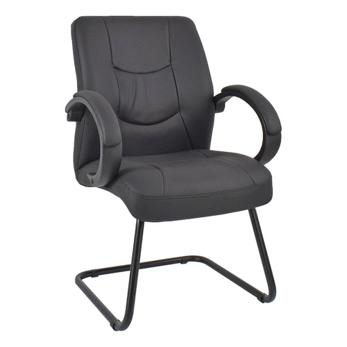 Siavita Sleigh Base Visitor Office Chair COF-VCH-SIC2, black executive guest chair with ergonomic design and padded armrests.