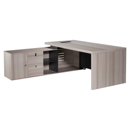 2000 mm Light Oak Executive Desk with Matching Fixed Credenza