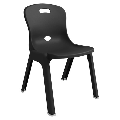 ErgoMax School Chair CEC-SCH-EMC, black ergonomic school chair with a modern design, featuring a contoured seat and backrest with two circular cutouts and four sturdy legs. ErgoMax School Chair CEC-SCH-EMC, black ergonomic school chair with a modern design, featuring a contoured seat and backrest with two circular cutouts and four sturdy legs.