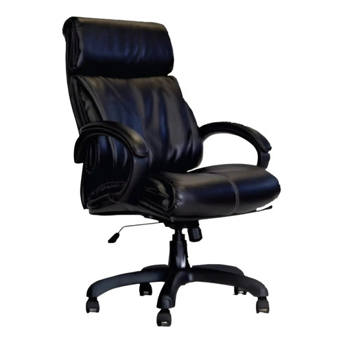 Mr Chairman High-back Office Chair ISC-HCH-MRC, black leather executive office chair with high back, headrest, padded armrests, and adjustable features for comfort and support. Mr Chairman High-back Office Chair ISC-HCH-MRC, black leather executive office chair with high back, headrest, padded armrests, and adjustable features for comfort and support.