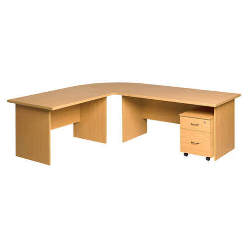 Pulse Office Double Desk with Two Drawer Mobile Pedestal