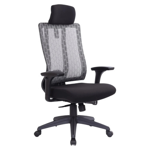 Follow me High-back Office Chair | JOC-HCH-CH5000, ergonomic office chair with adjustable headrest, mesh backrest, and cushioned seat on caster wheels for comfort and mobility.