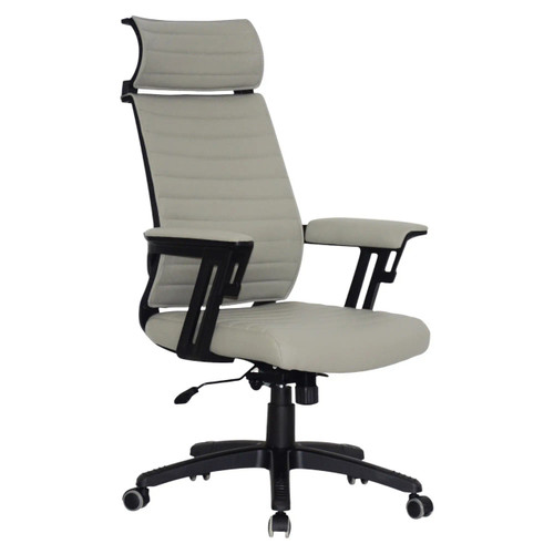 Wallstreet High-back Office Chair | JOC-HCH-CH4700, ergonomic white cushioned office chair with adjustable headrest and armrests, black frame, and rolling caster wheels for comfort and mobility.