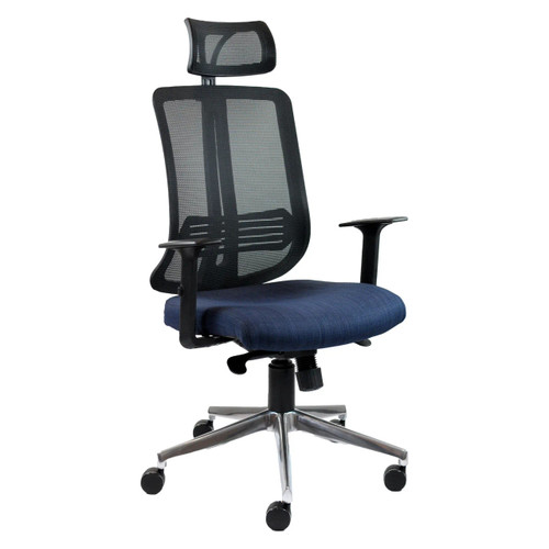 Avant High-back Chair | TEC-HCH-5050, ergonomic office chair with mesh backrest, adjustable headrest, cushioned seat, armrests, and five-star base with caster wheels for mobility.