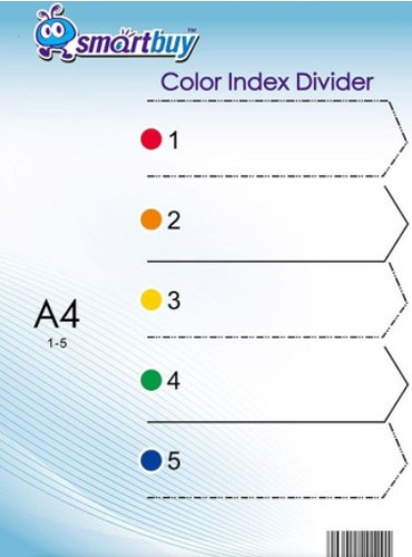 POLYPROP INDEX DIVIDERS - COLOUR - 5 TAB PRINTED