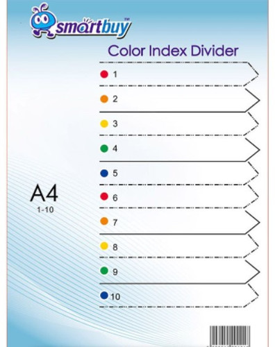 POLYPROP INDEX DIVIDERS - COLOUR - 10 TAB PRINTED