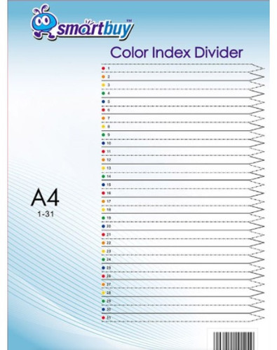 POLYPROP INDEX DIVIDERS - COLOUR - 1-31 PRINTED