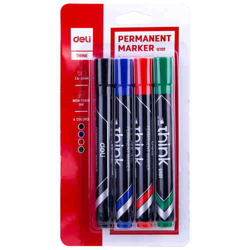 Permanent Marker 4PCE Blister (Black, Blue, Red, Green) - EU101