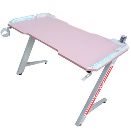 Z-Shaped Pink Gaming Desk (Incl Stickers, cup holder, headphone hook, cable management) Z-Shaped Pink Gaming Desk (Incl Stickers, cup holder, headphone hook, cable management)