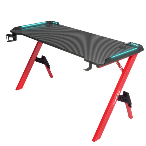 GameTech RGB Y-Leg Gaming Desk Red Legs