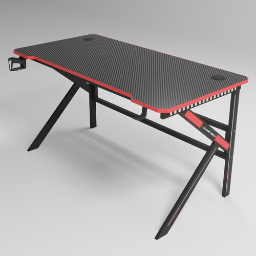 Ergonomic Gaming Table with Cup Holder and Headphone Hook