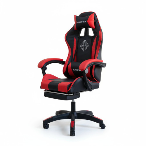 Reclining Ergonomic Gaming Chair with Adjustable Footrest & Lumbar Support - Black & Red Reclining Ergonomic Gaming Chair with Adjustable Footrest & Lumbar Support - Black & Red
