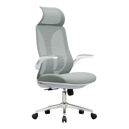 C4021 Grey Mesh with White Frame High-Back Office Chair