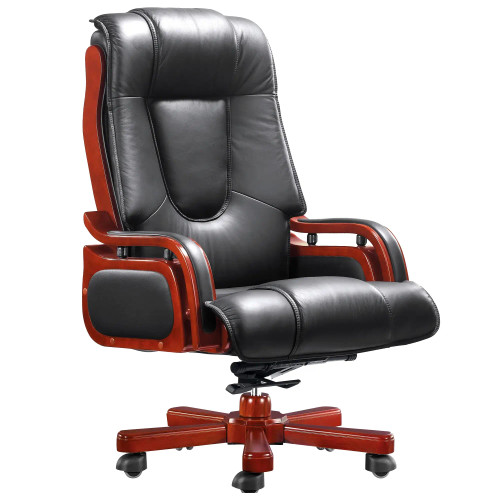 DB010 Mahogany Genuine Leather with Wooden Frame Executive High-Back Office Chair