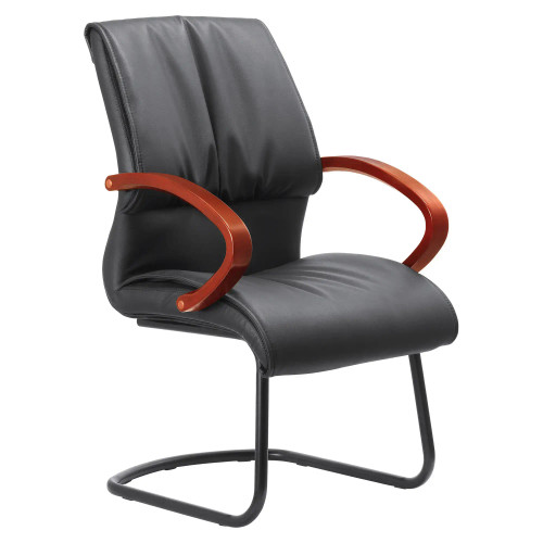 DB019B Mahogany Polyurethane Leather with Chrome Frame Visitor Office Chair