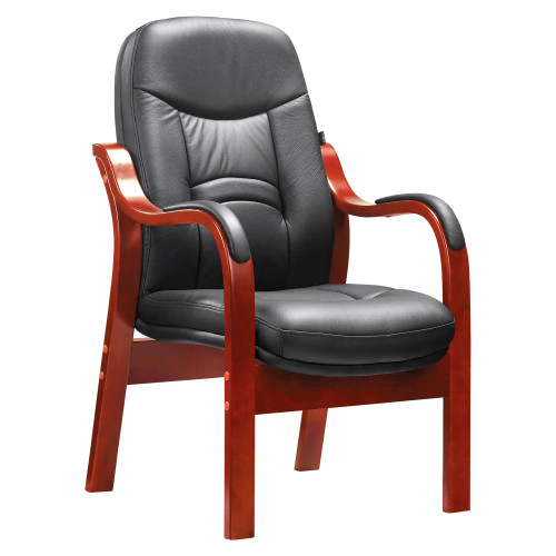 DB062 Mahogany Genuine Leather with Wooden Frame Executive Visitor Office Chair
