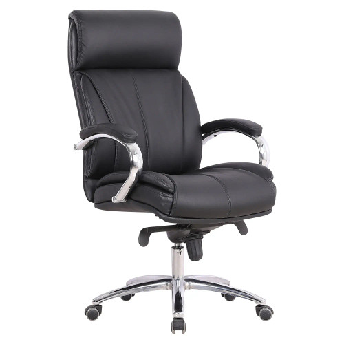 DB118 Black Polyurethane Leather with Chrome Frame Ergonomic High-Back Office Chair