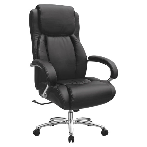 K107 Black Genuine Leather with Steel Frame Heavy-Duty High-Back Office Chair
