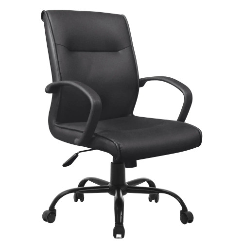 DB042A Black PU Leather with Steel Base Medium-Back Office Chair