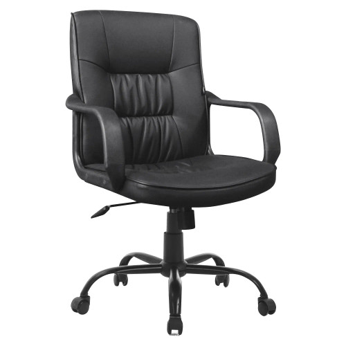 DB021A Black Polyurethane Leather with Steel Base Medium-Back Office Chair
