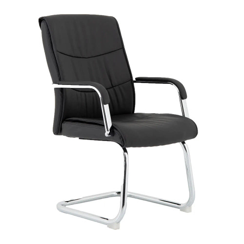 DB122B Black Polyurethane Leather Visitor Office Chair