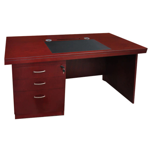 B048 Mahogany desk with desk height pedestal