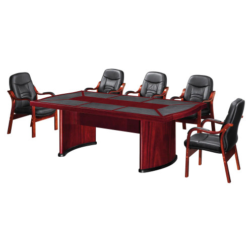H011 Boardroom Table with Leather Inlay - Mahogany Veneer