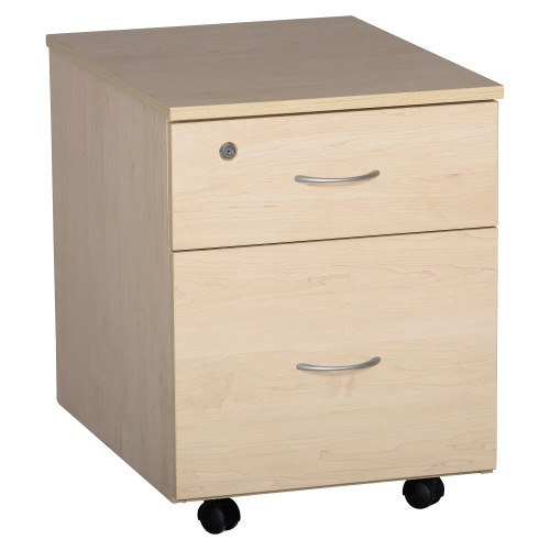 Sorted Mobile Pedestal, 1 Drawer, 1 Filer in Maple Melawood