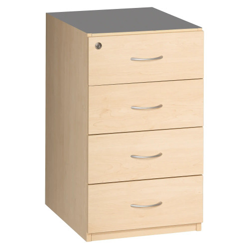 Sorted Desk High Pedestal, 4 Drawer in Maple Melawood