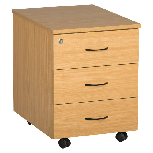 Sorted Mobile Pedestal, 3 Drawer Central Locking in Oak Melawood
