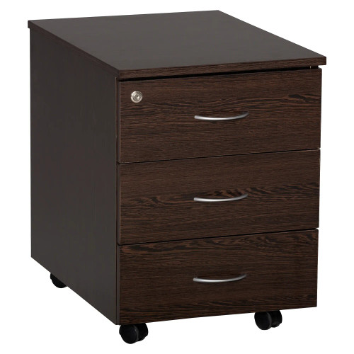 Sorted Mobile Pedestal, 3 Drawer Central Locking in Wenge Melawood