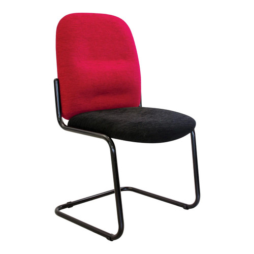 Kingston Visitor Side Office Chair SAC-VCS-KIS, red and black fabric upholstered chair with a black metal sled base. Kingston Visitor Side Office Chair SAC-VCS-KIS, red and black fabric upholstered chair with a black metal sled base.