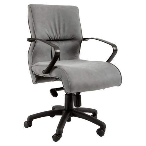 Grey Ombra Medium-back Office Chair by 67, Featuring a Modern Design with Black Armrests and Base, on a White Background, Representing Modern Office Furniture with Ergonomic Support and Style.