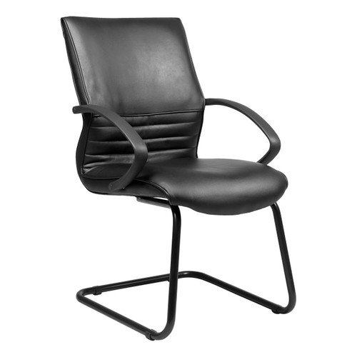 Holly Visitor Office Chair COF-VCH-HC2, black leather office chair with armrests and a sled base for office or conference room use. Holly Visitor Office Chair COF-VCH-HC2, black leather office chair with armrests and a sled base for office or conference room use.