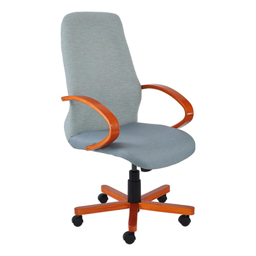 Tammy Boomerang High-back Chair | COF-HCH-TC6B, a modern office chair with a high backrest, light gray fabric upholstery, and stylish curved wooden armrests and base. Tammy Boomerang High-back Chair | COF-HCH-TC6B, a modern office chair with a high backrest, light gray fabric upholstery, and stylish curved wooden armrests and base.