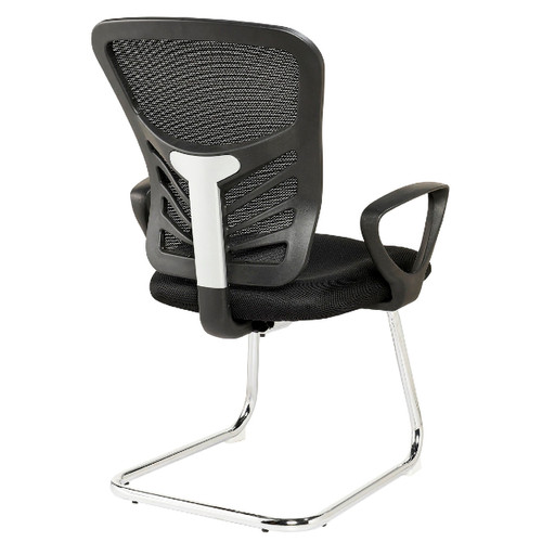 Ergonet Eco Visitor Chair, ergonomic office visitor chair with black mesh back and seat, and chrome sled base. Ergonet Eco Visitor Chair, ergonomic office visitor chair with black mesh back and seat, and chrome sled base.