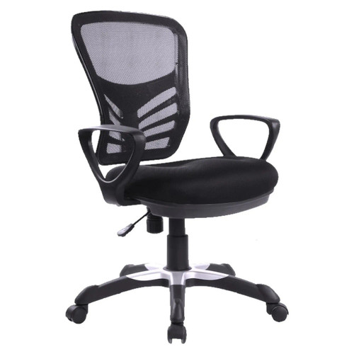 Ergonet Eco Operators Chair by 67, a Sleek Ergonomic Office Chair with Black Mesh Back and Seat, Adjustable Armrests, and a Sturdy Five-Legged Base with Wheels, Showcasing Comfort and Durability.